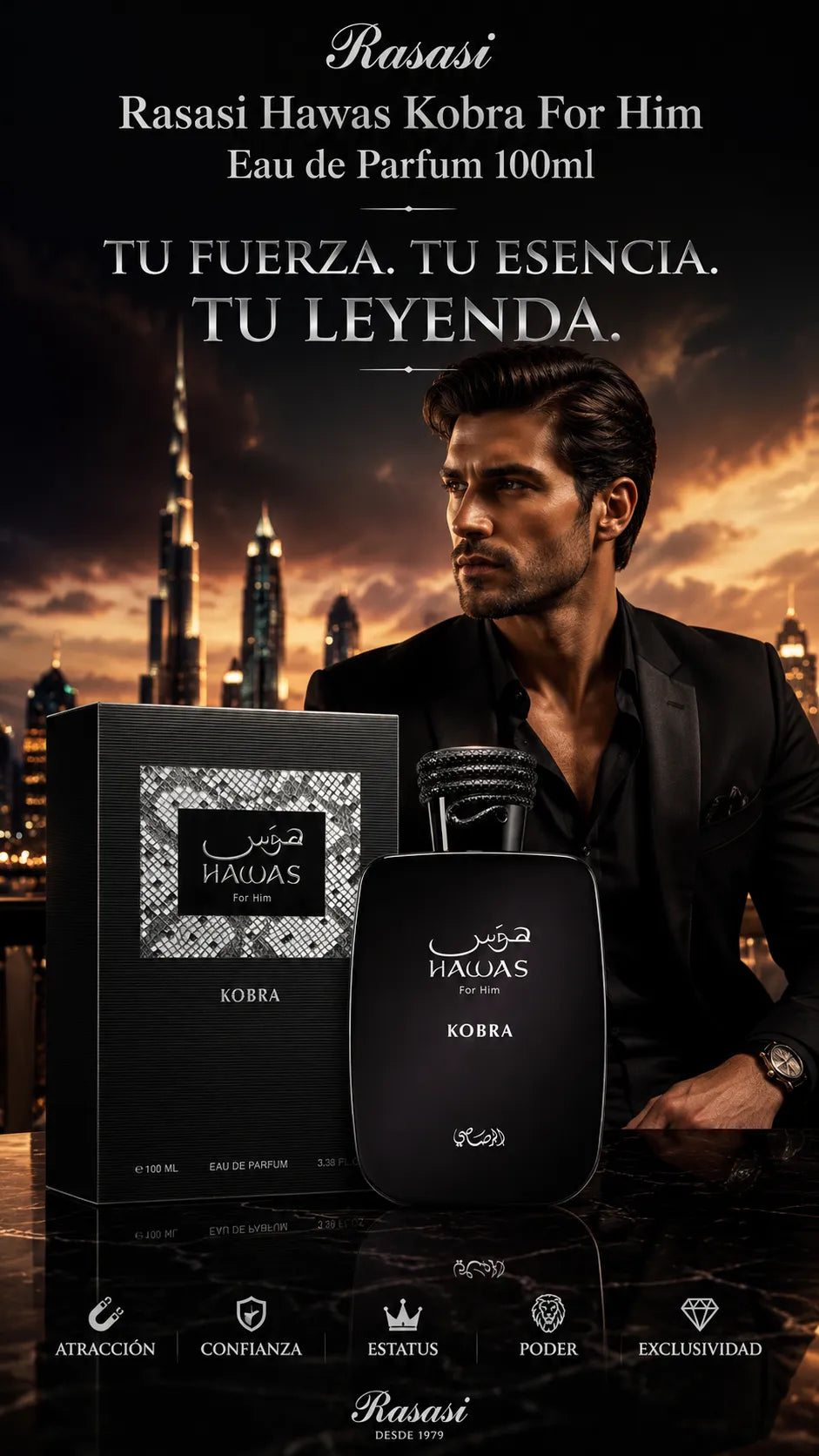 Perfume Rasasi Hawas Kobra For Him Eau de Parfum 100ml Original