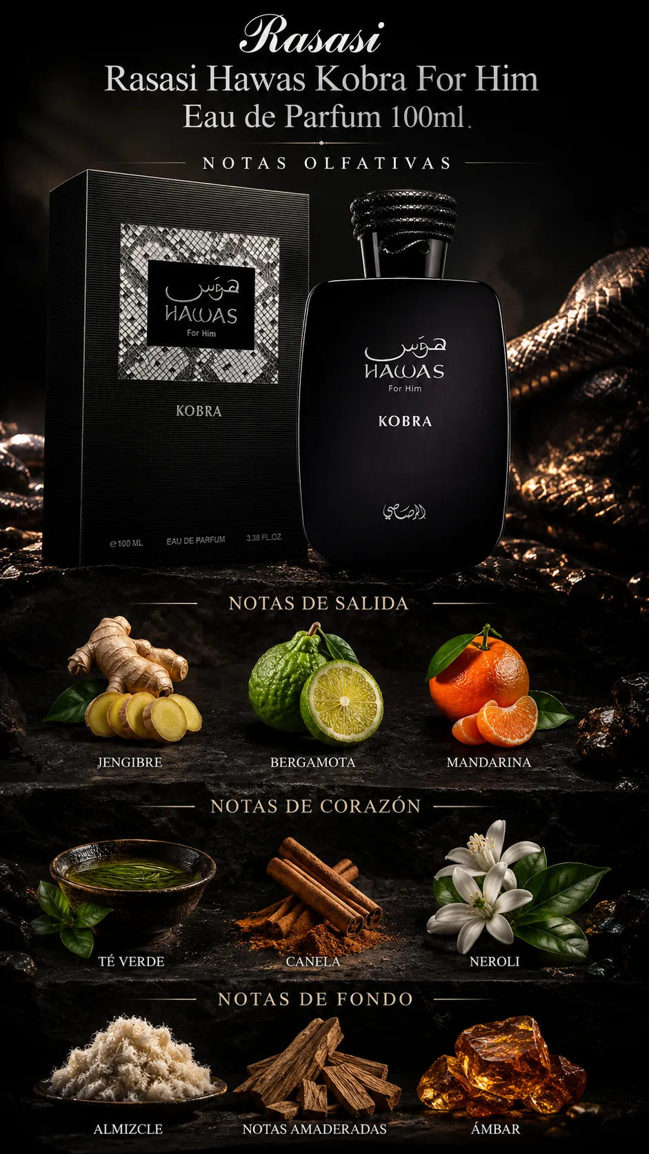 Perfume Rasasi Hawas Kobra For Him Eau de Parfum 100ml Original