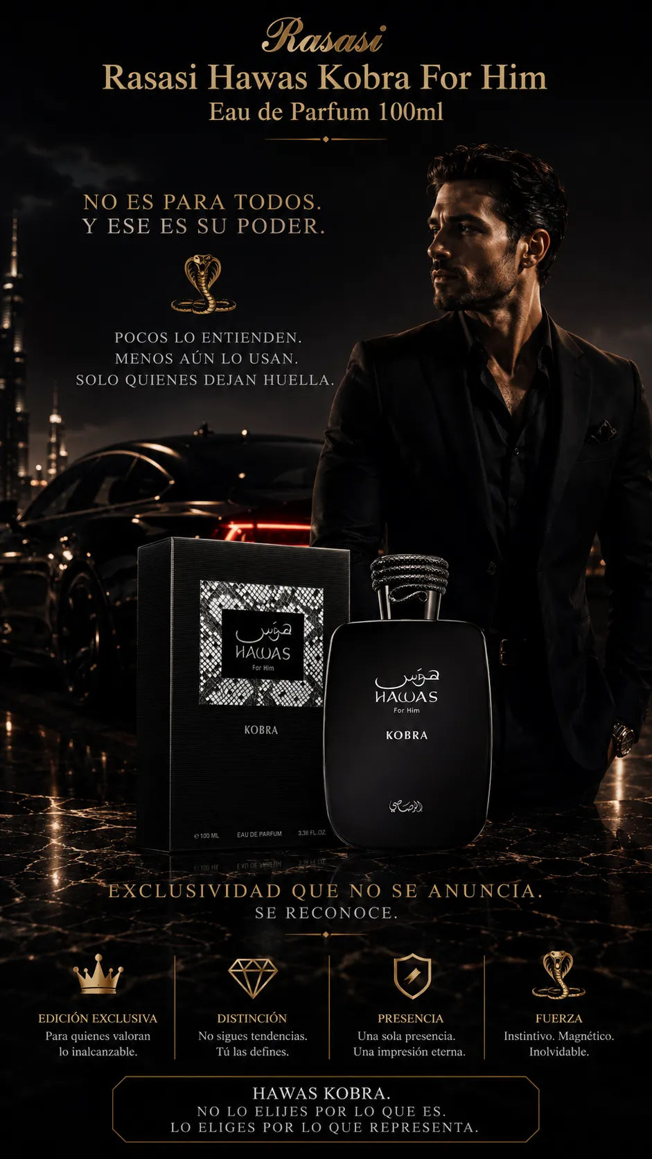 Perfume Rasasi Hawas Kobra For Him Eau de Parfum 100ml Original