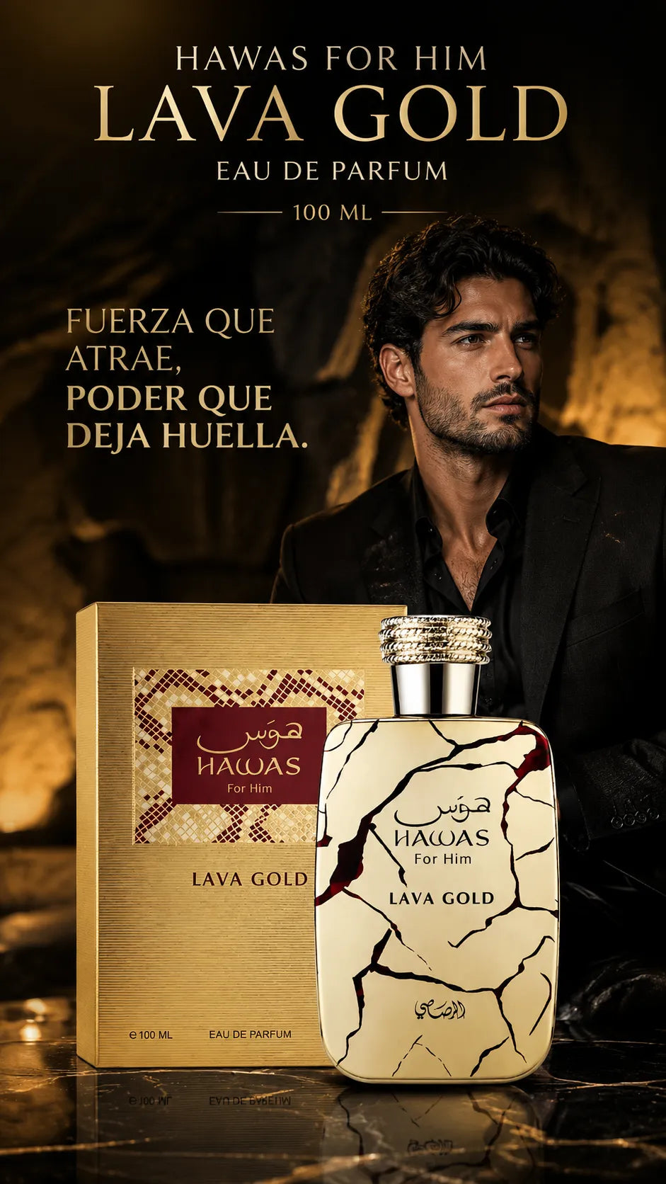 Perfume Hawas For Him Lava Gold Eau de Parfum 100ml Original