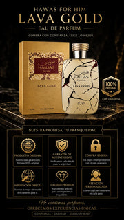 Perfume Hawas For Him Lava Gold Eau de Parfum 100ml Original