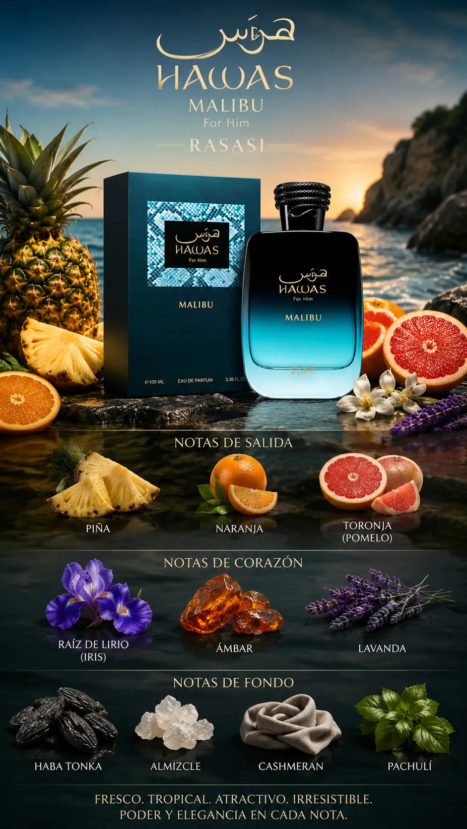 Perfume Rasasi Hawas Malibu For Him Eau de Parfum 100ml Original