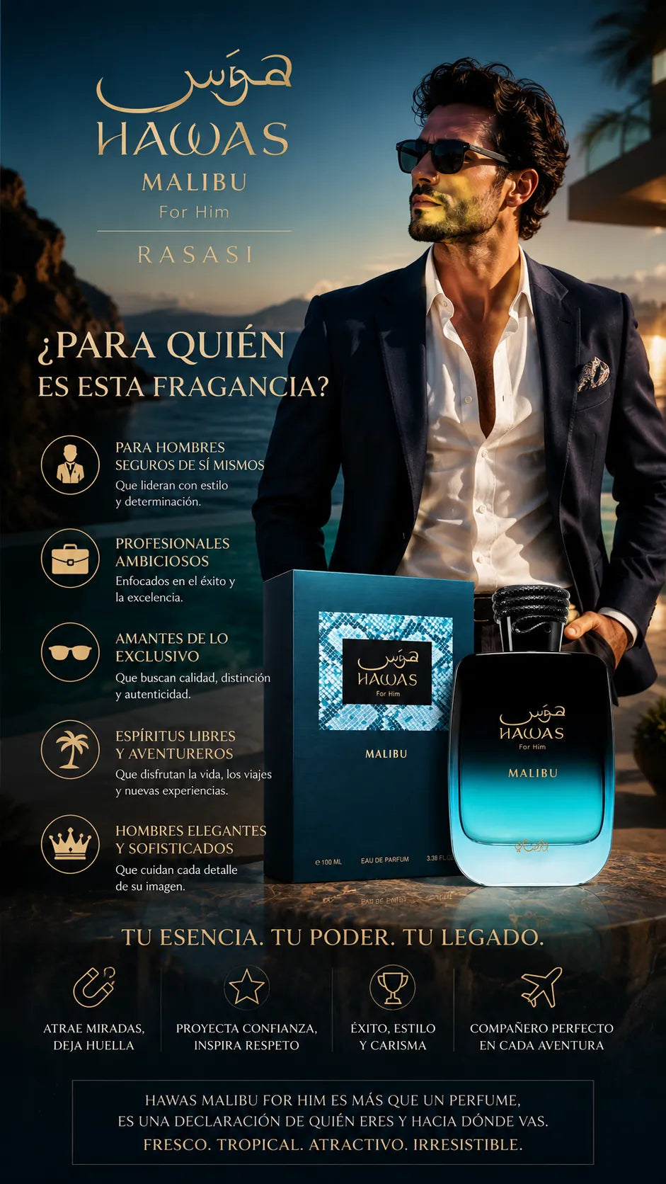 Perfume Rasasi Hawas Malibu For Him Eau de Parfum 100ml Original