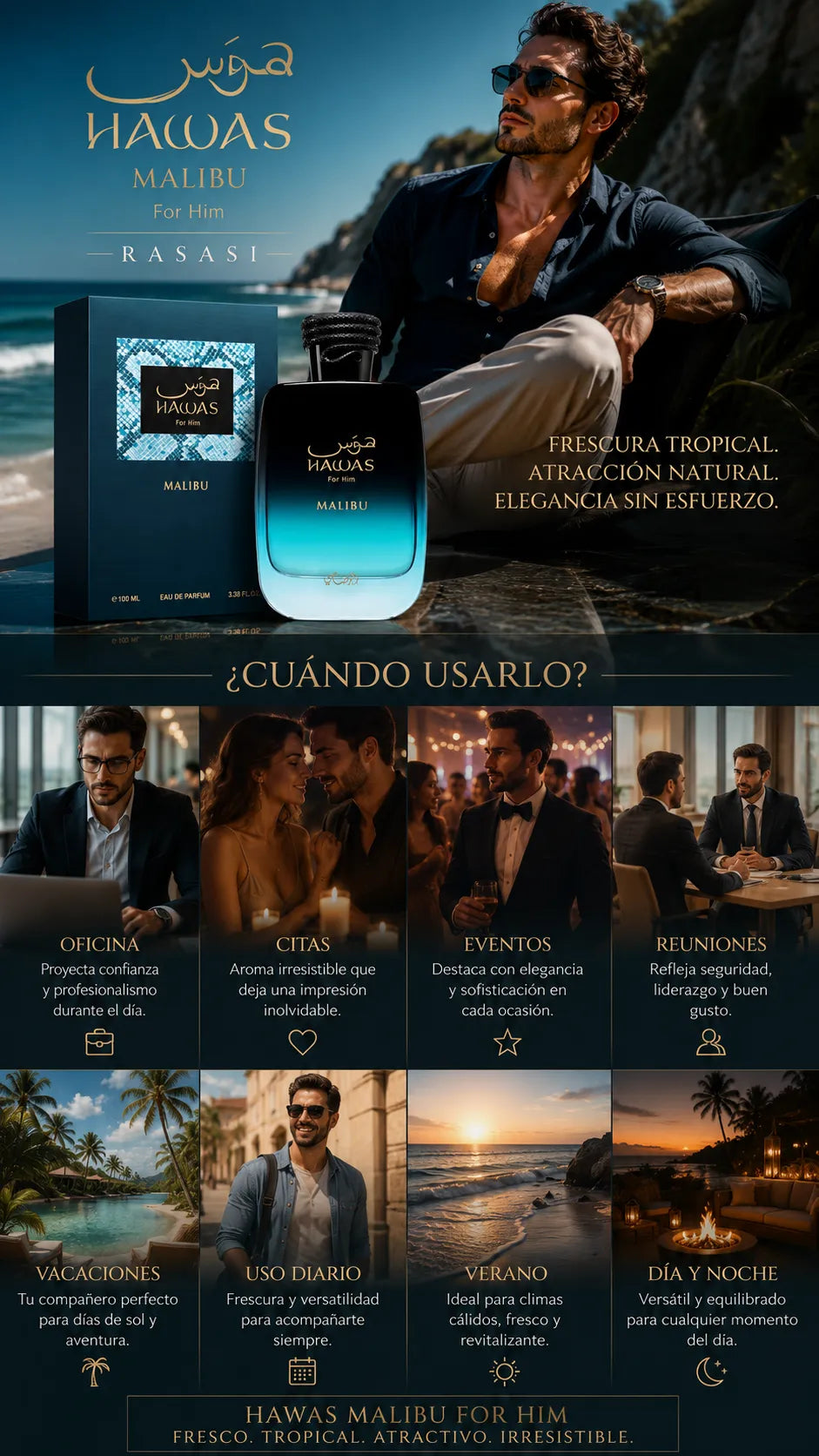 Perfume Rasasi Hawas Malibu For Him Eau de Parfum 100ml Original