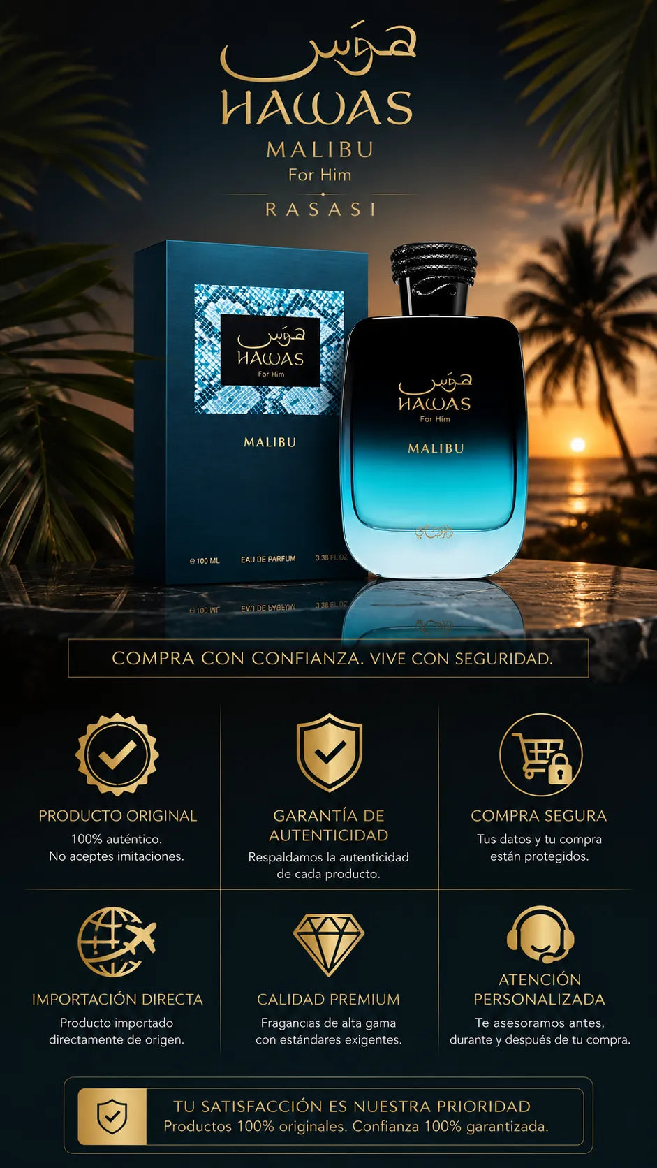 Perfume Rasasi Hawas Malibu For Him Eau de Parfum 100ml Original