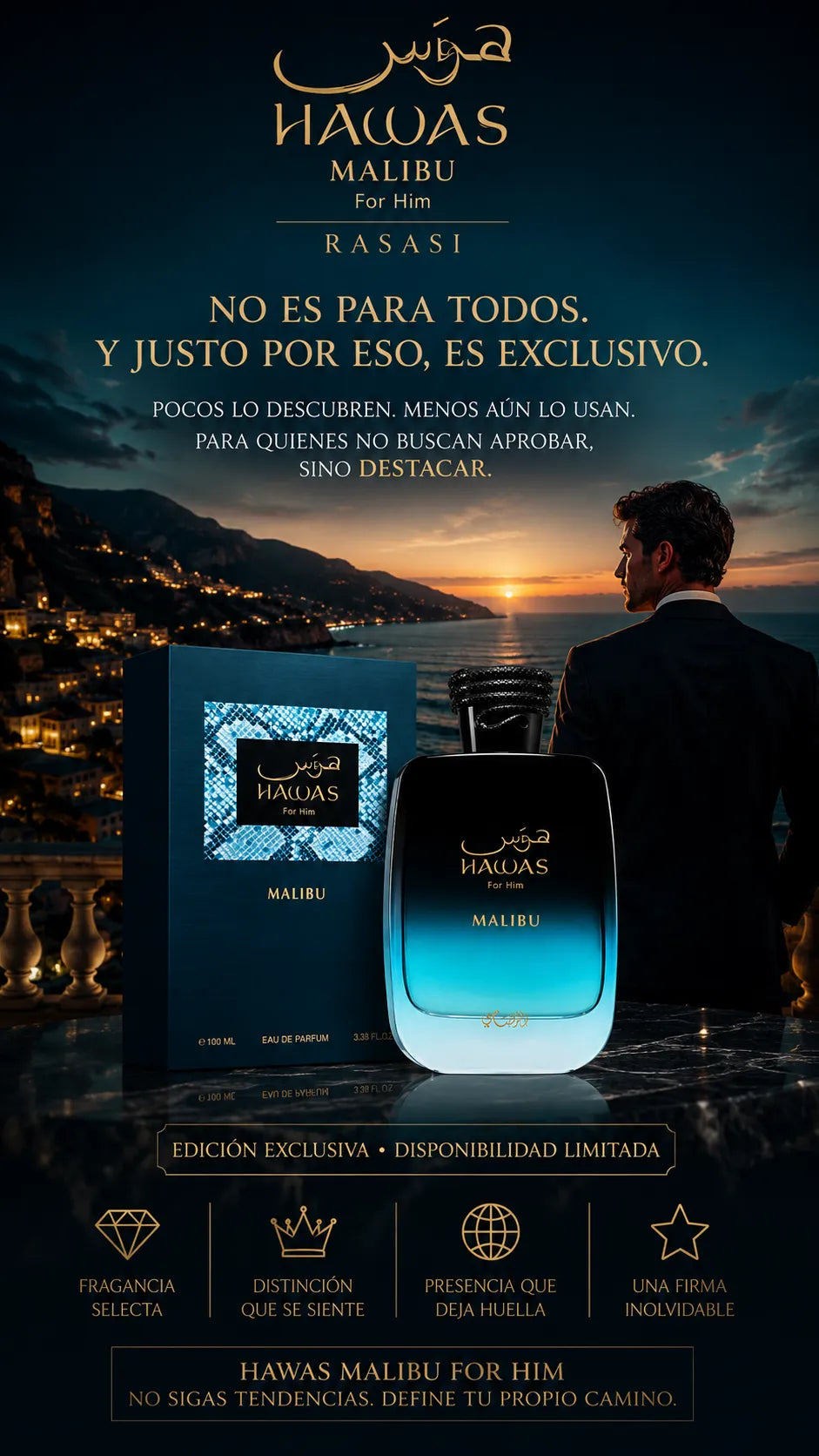 Perfume Rasasi Hawas Malibu For Him Eau de Parfum 100ml Original