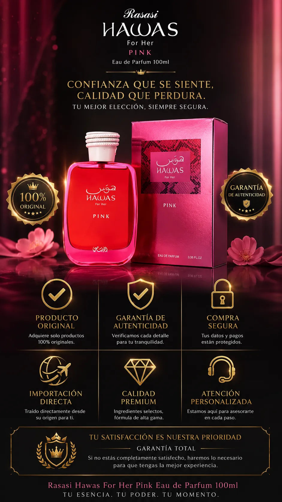 Perfume Rasasi Hawas For Her Pink Eau de Parfum 100ml Original