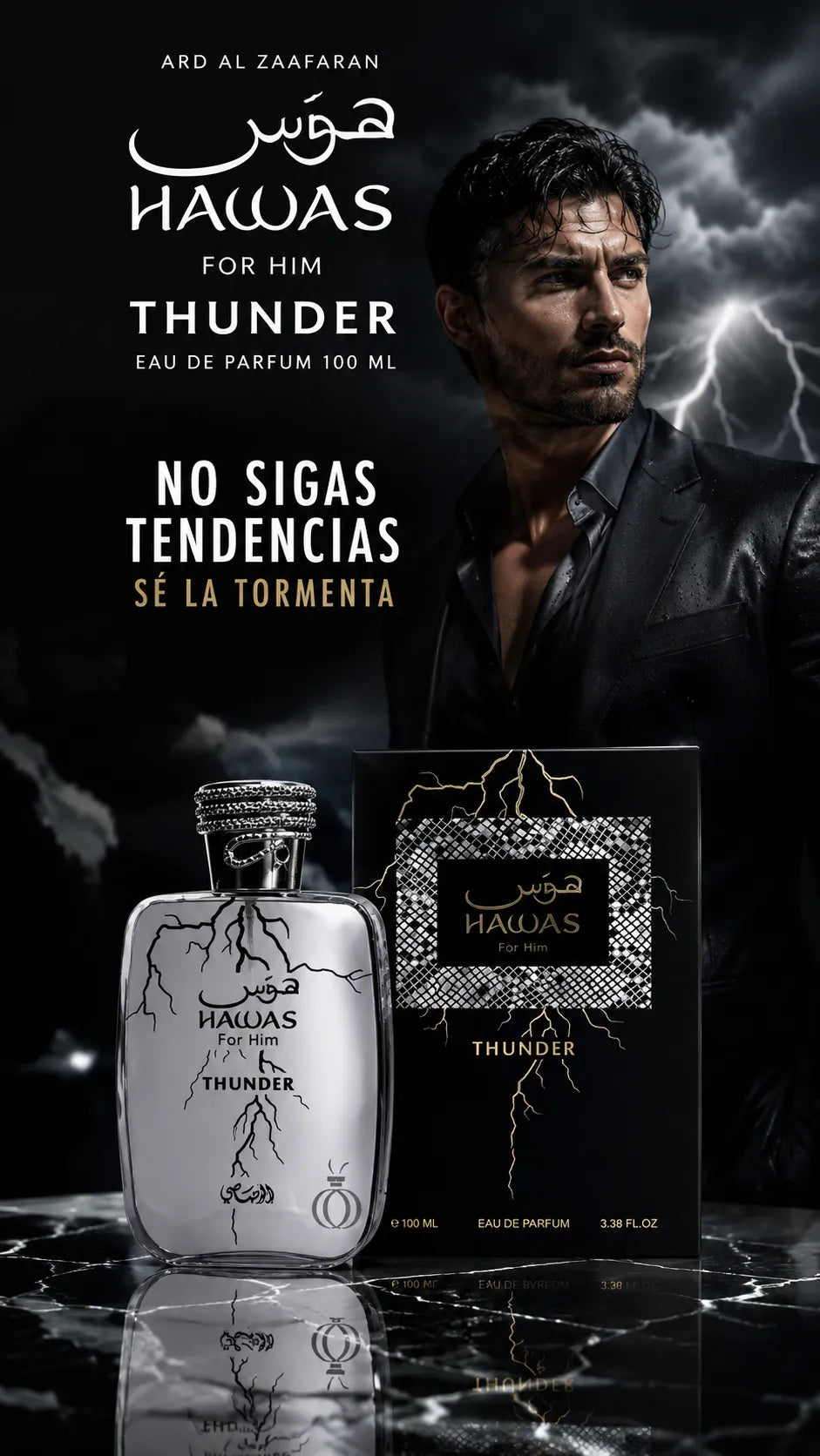 Perfume Hawas For Him Thunder Eau de Parfum 100ml Original