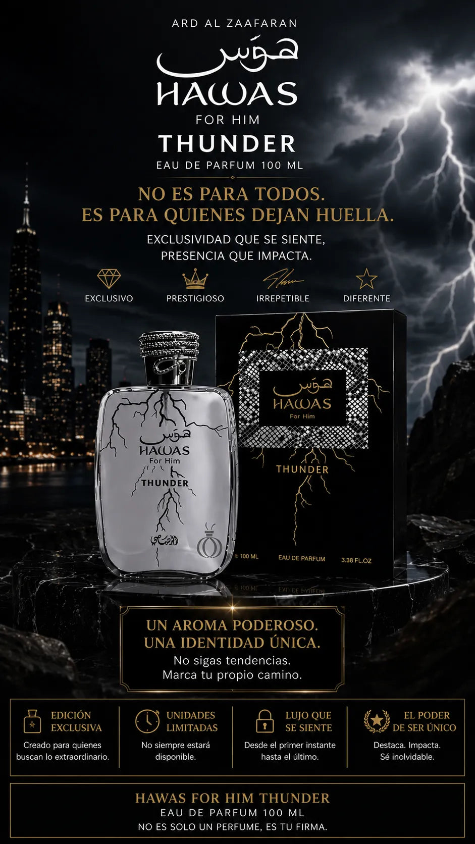 Perfume Hawas For Him Thunder Eau de Parfum 100ml Original