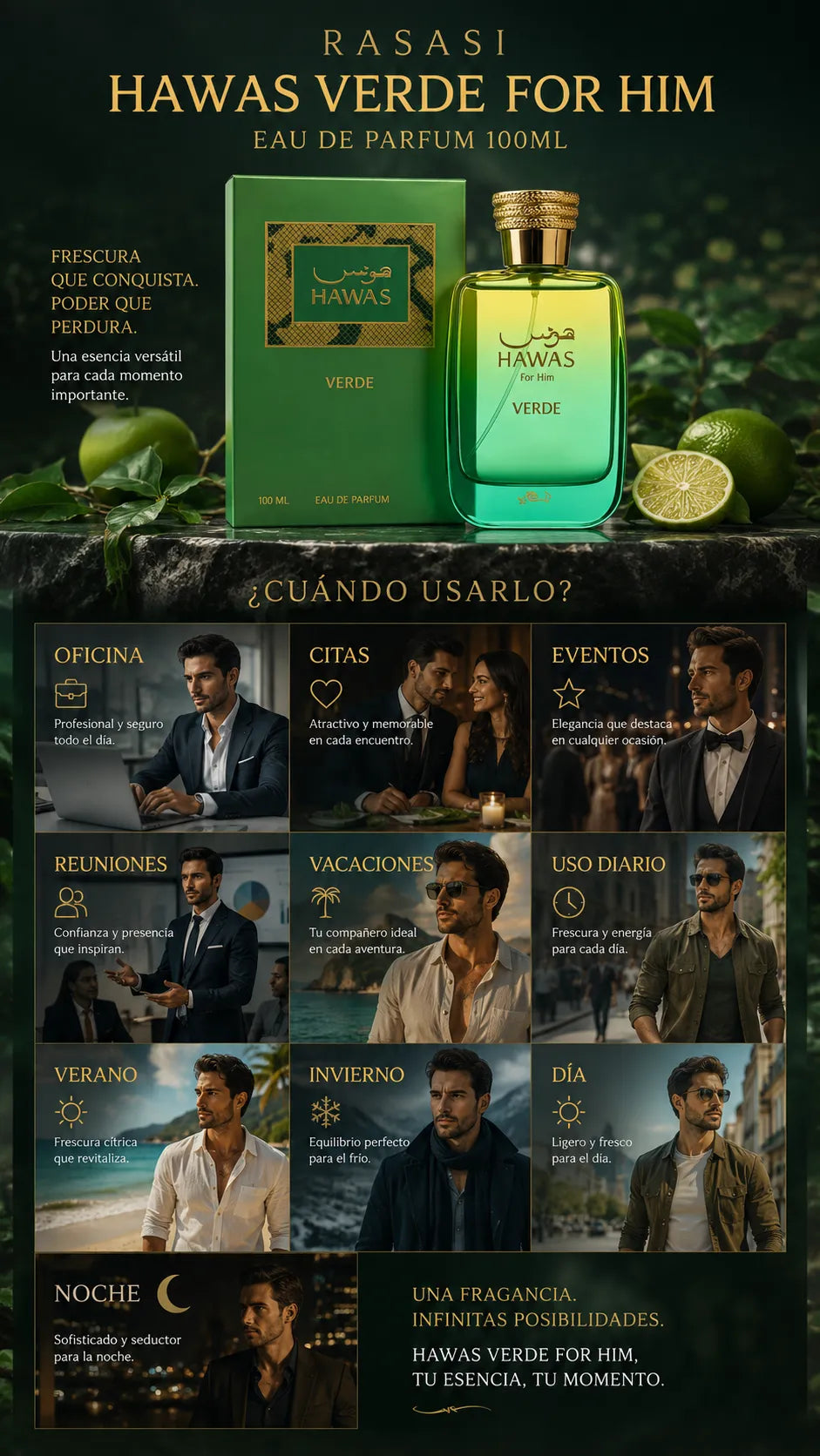 Perfume Rasasi Hawas Verde For Him Eau de Parfum 100ml Original