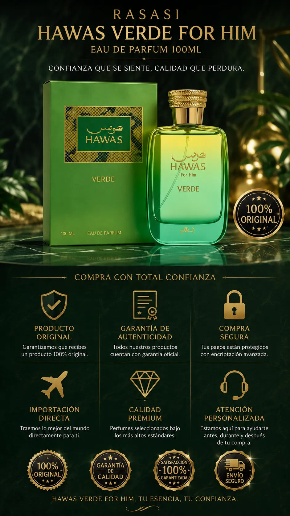 Perfume Rasasi Hawas Verde For Him Eau de Parfum 100ml Original
