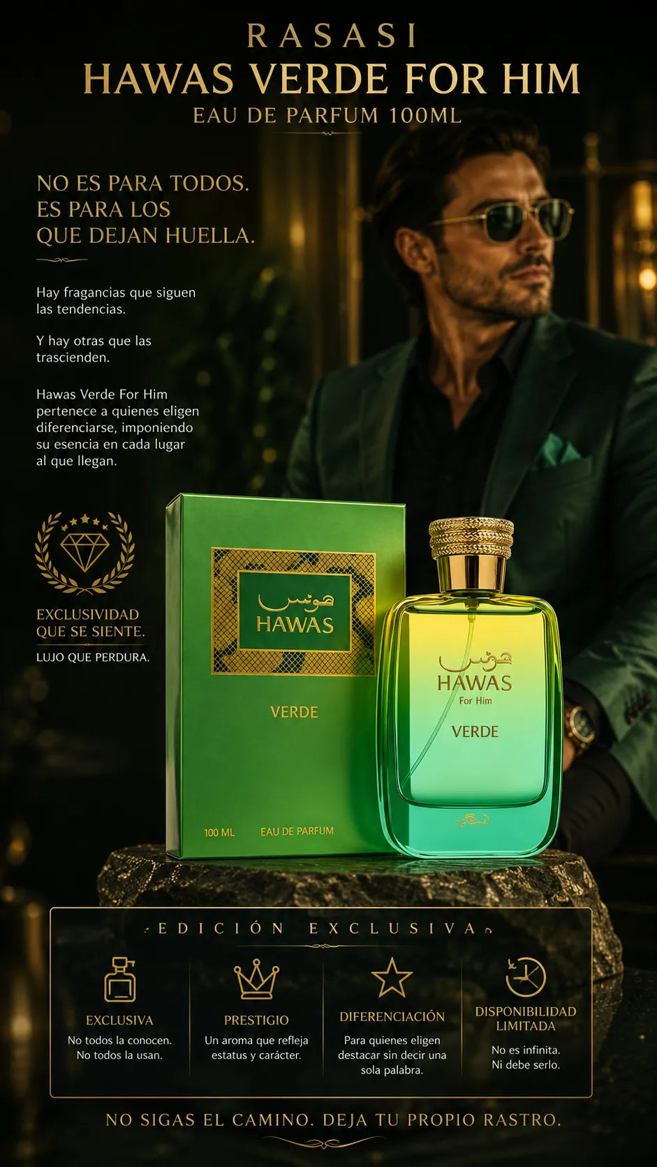 Perfume Rasasi Hawas Verde For Him Eau de Parfum 100ml Original