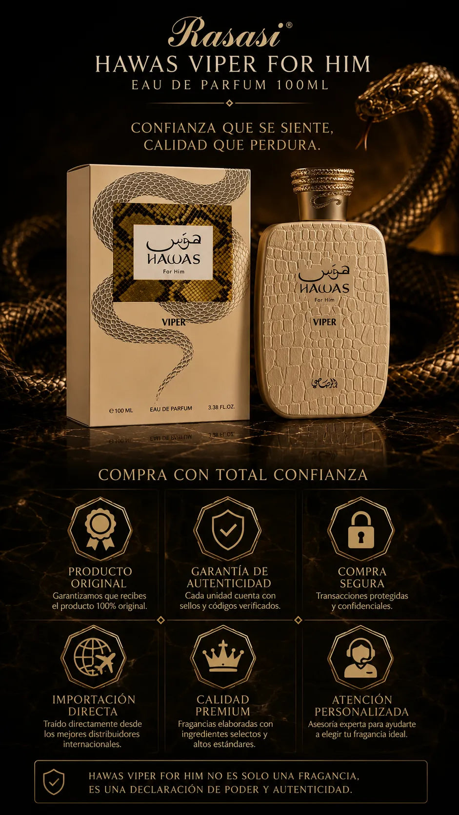 Perfume Rasasi Hawas Viper For Him Eau de Parfum 100ml Original