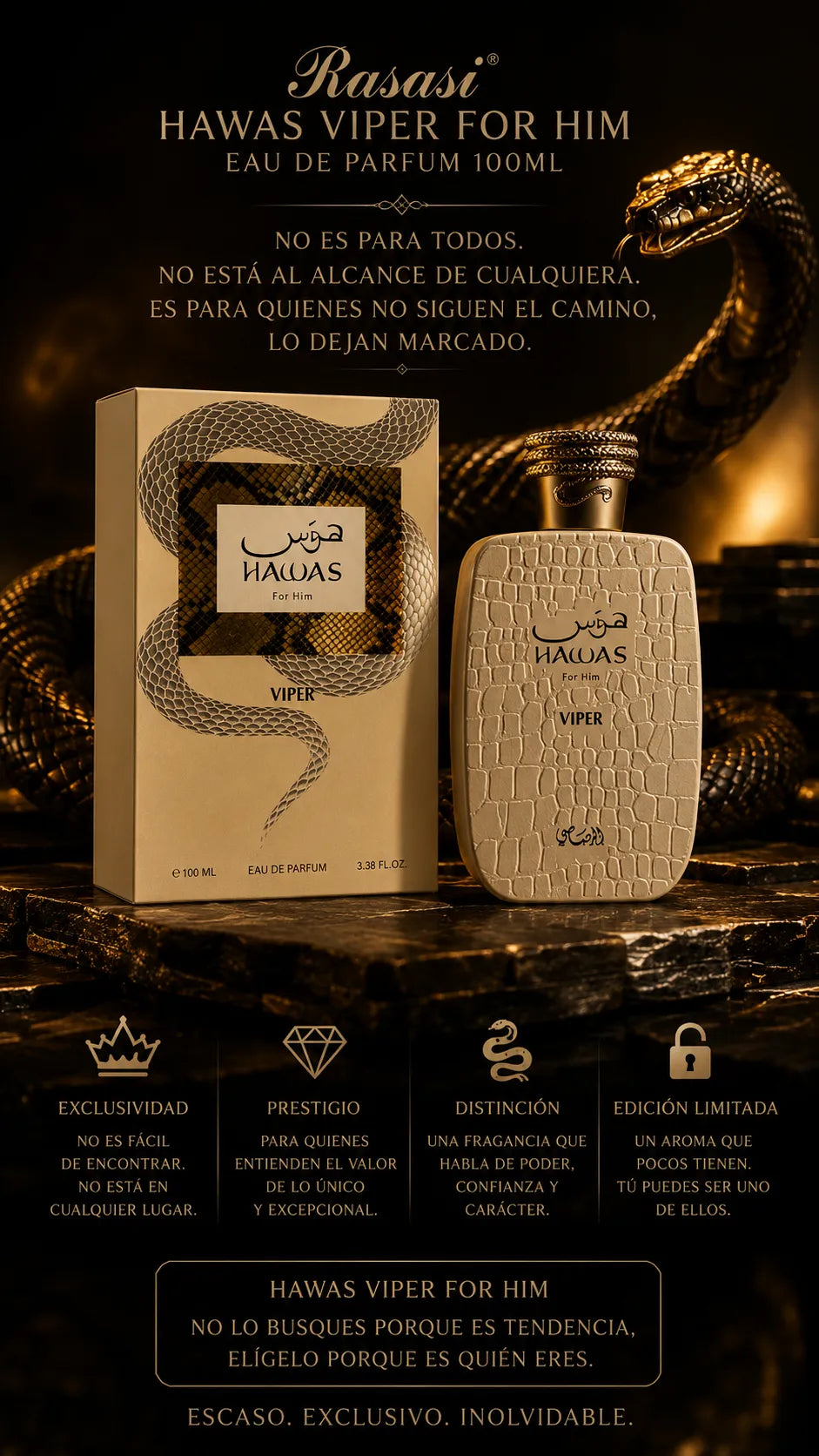 Perfume Rasasi Hawas Viper For Him Eau de Parfum 100ml Original