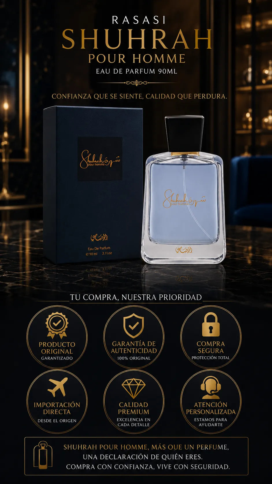 Perfume Rasasi Shuhrah Pour Homme Eau de Parfum 90ml Original
