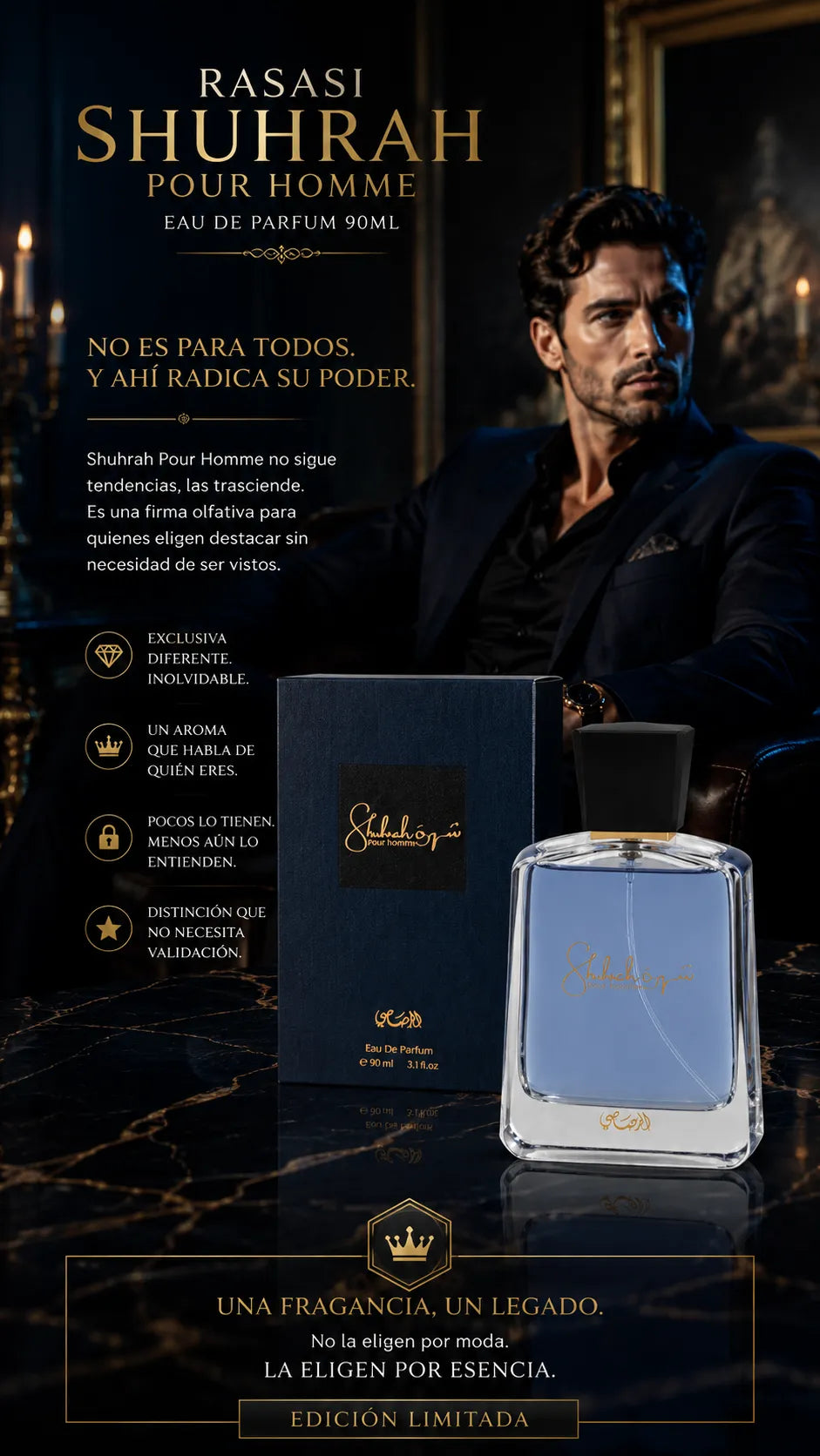 Perfume Rasasi Shuhrah Pour Homme Eau de Parfum 90ml Original