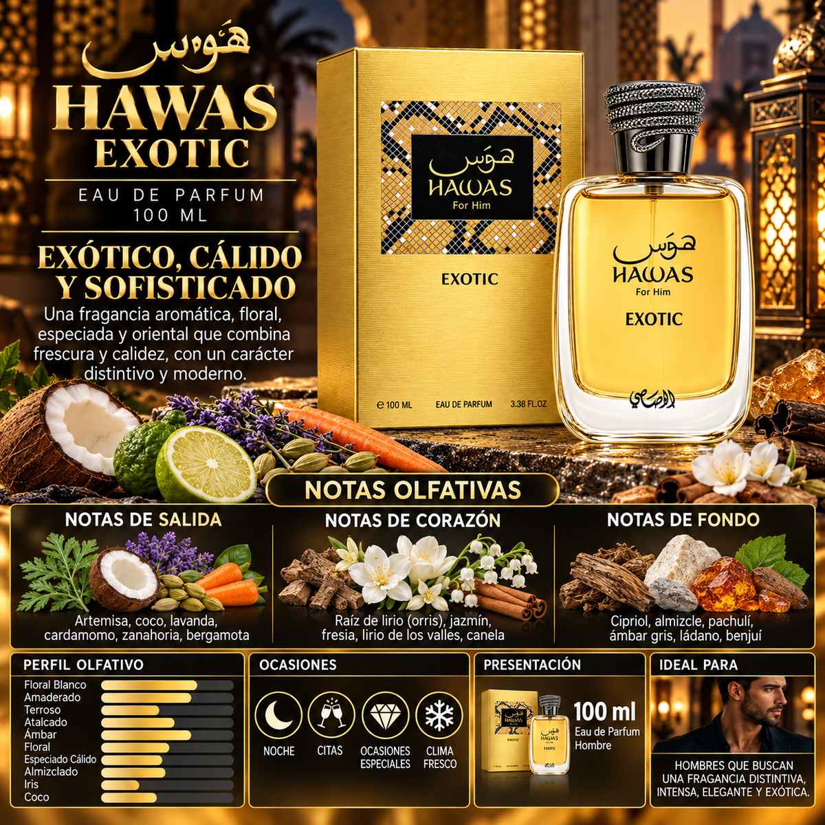 Rasasi Hawas Exotic For Him Eau de Parfum 100ml - Original — imagen 2