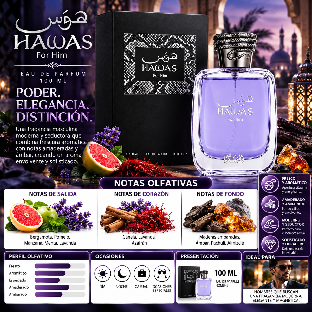 Rasasi Hawas For Him Eau de Parfum 100ml Original