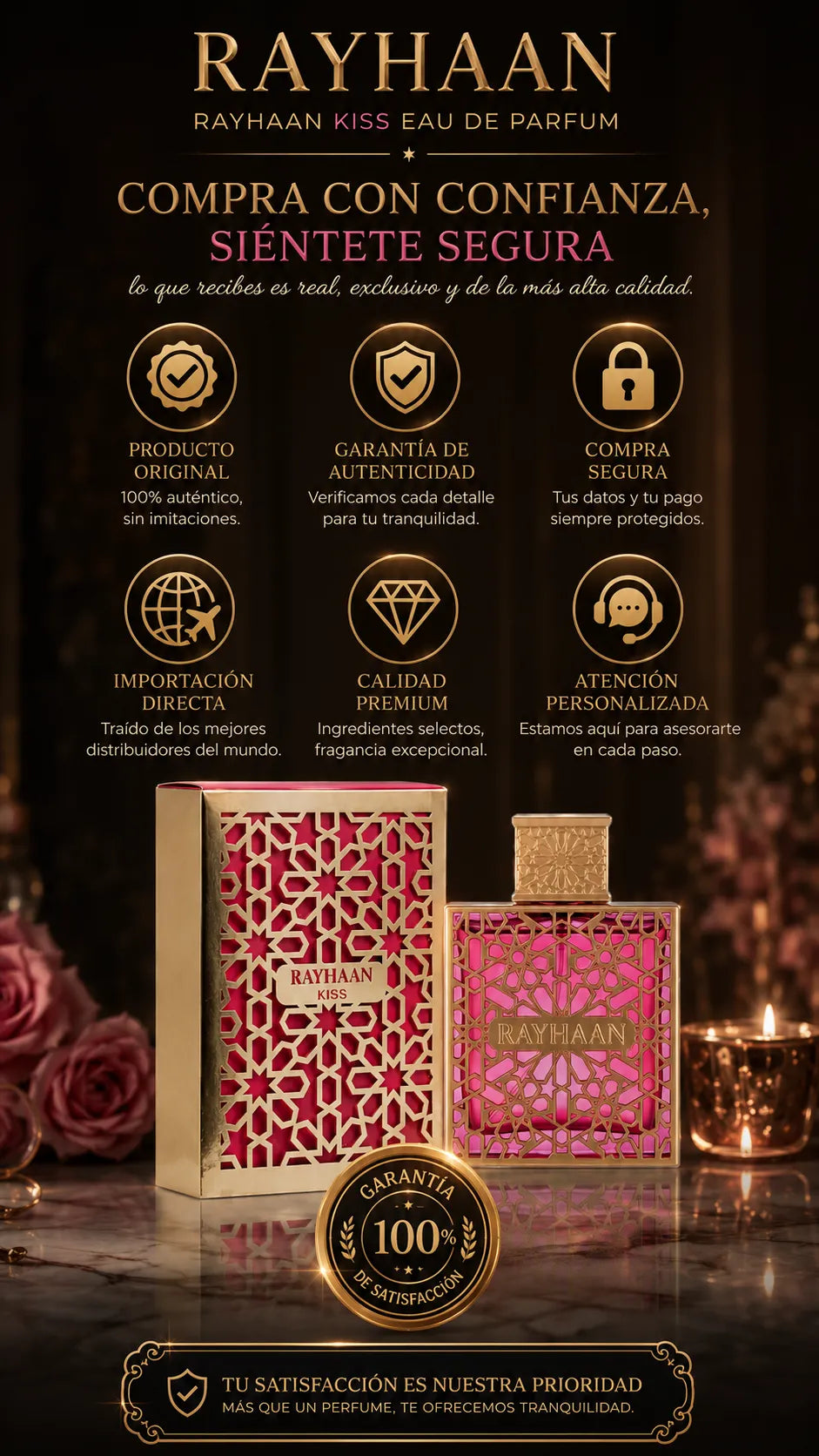 Perfume Rayhaan Kiss Eau de Parfum 100ml Original