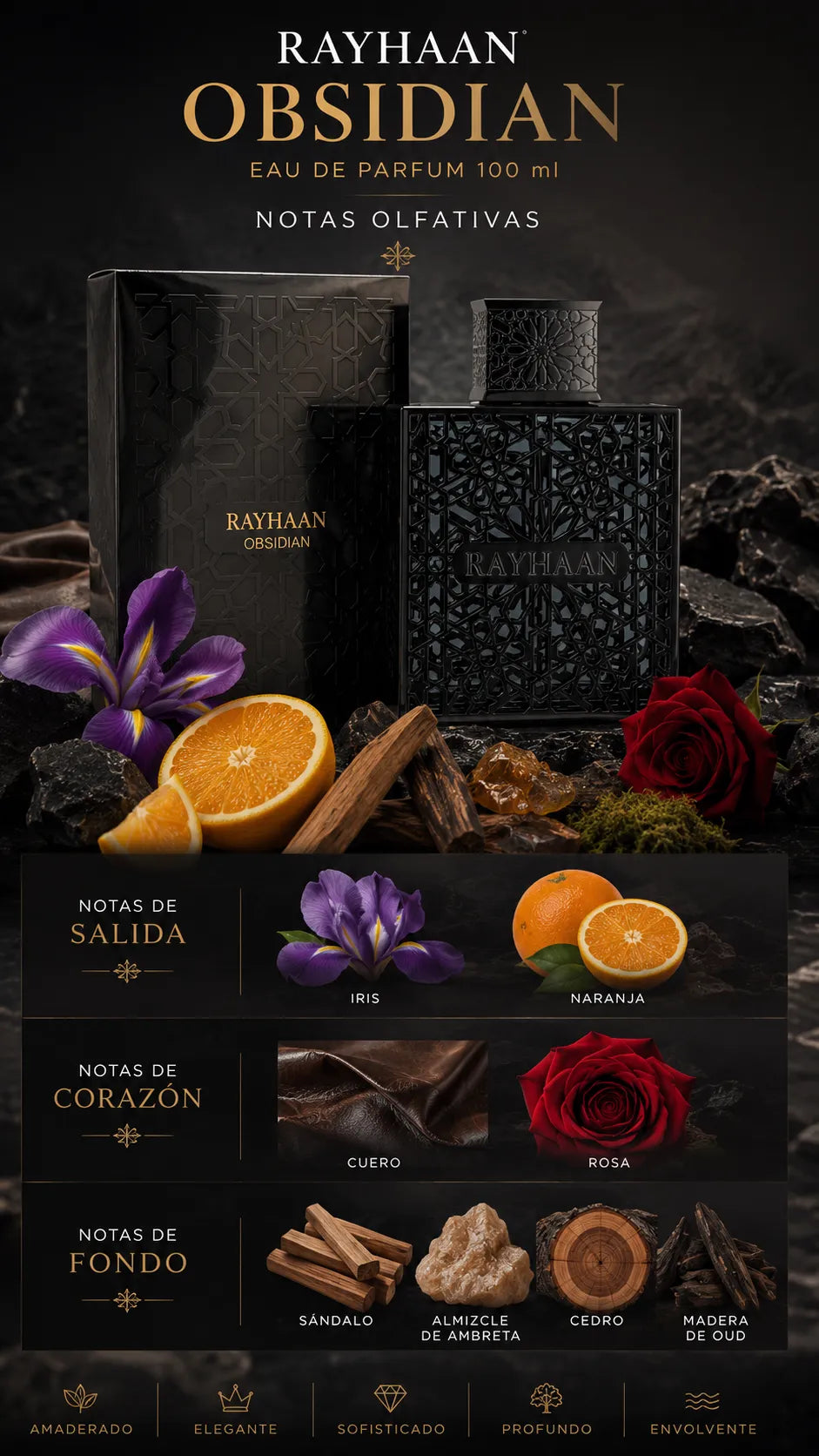 Perfume Rayhaan Obsidian Eau de Parfum 100 ml Original