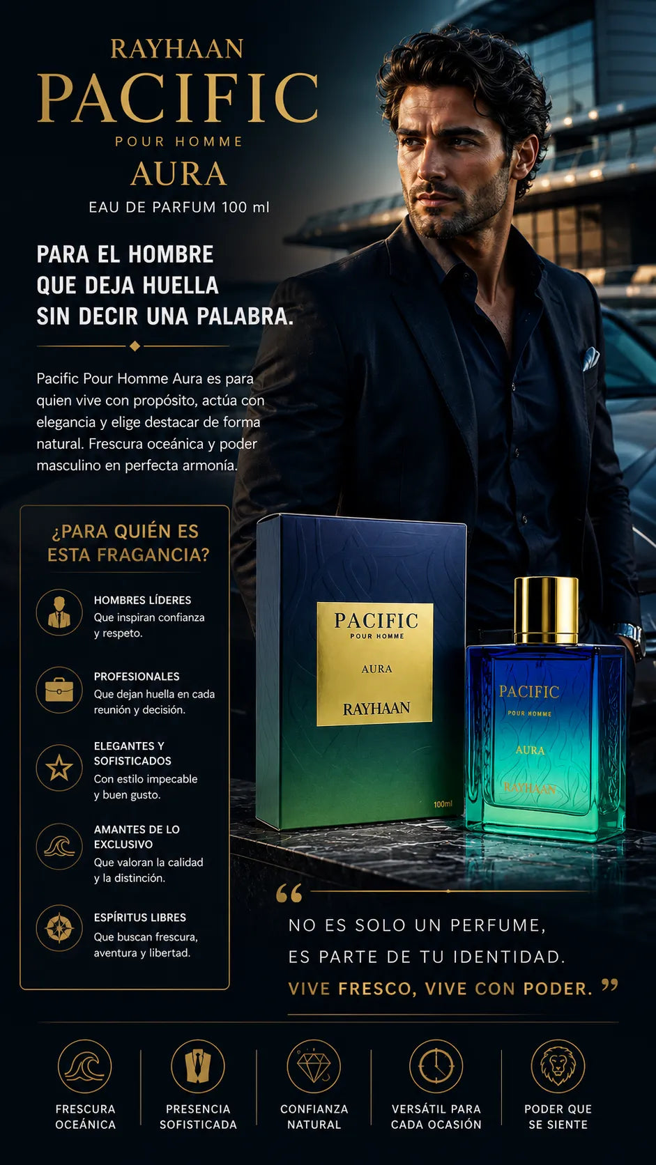 Perfume Rayhaan Pacific Pour Homme Aura Eau de Parfum 100ml Original