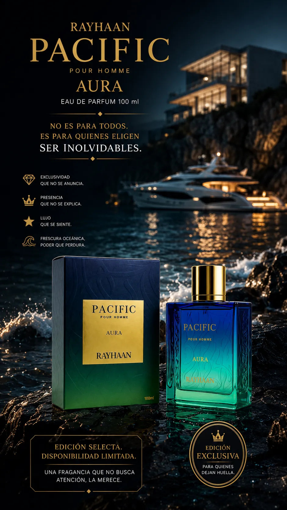 Perfume Rayhaan Pacific Pour Homme Aura Eau de Parfum 100ml Original
