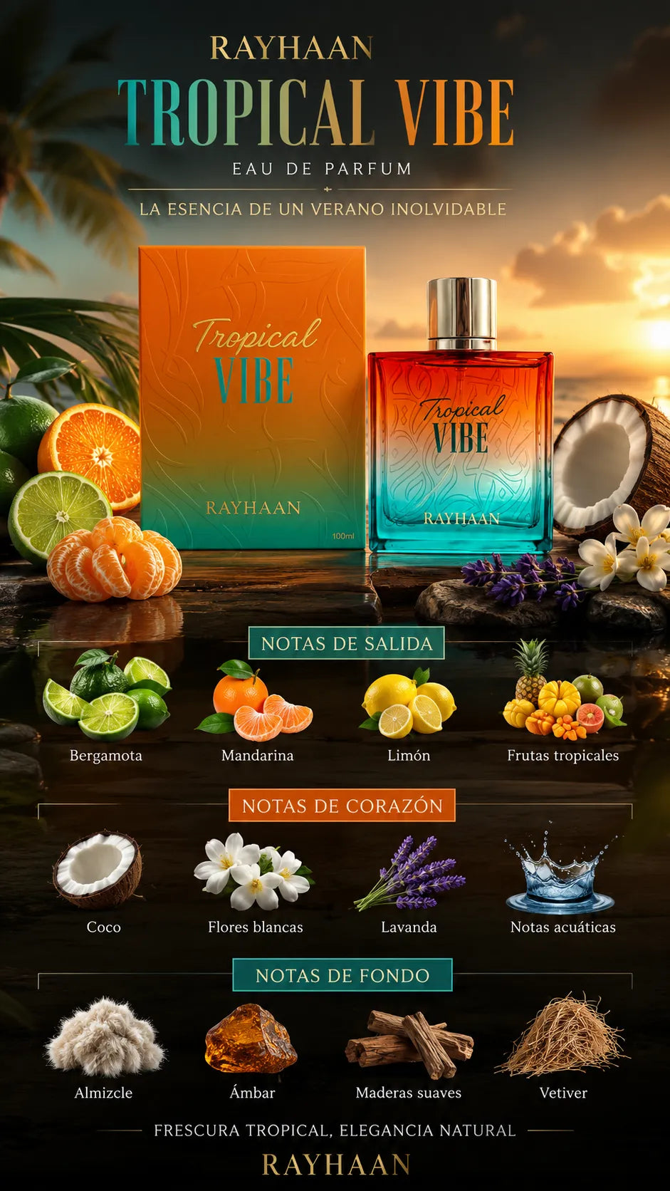Perfume Rayhaan Tropical Vibe Eau de Parfum 100ml Original