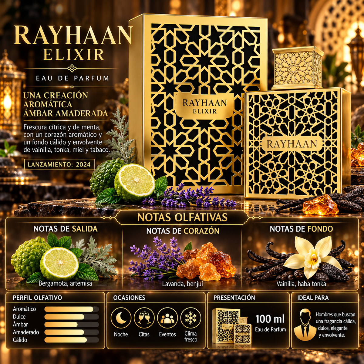 Rayhaan Elixir Eau de Parfum 100ml - Original y Elegante — imagen 2