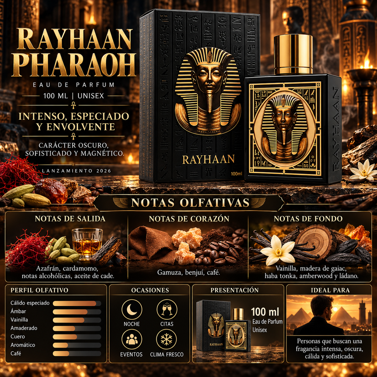Rayhaan Pharaoh Eau de Parfum 100ml: La Esencia de la Elegancia — imagen 2