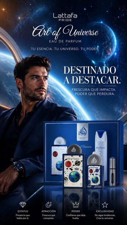 Set Lattafa Pride Art of Universe Eau de Parfum 100ml + 20ml + Desodorante 200ml Original