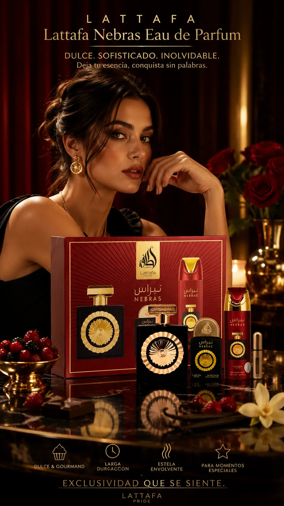 Set Lattafa Nebras Eau de Parfum 100ml + 20ml + Desodorante 200ml Original