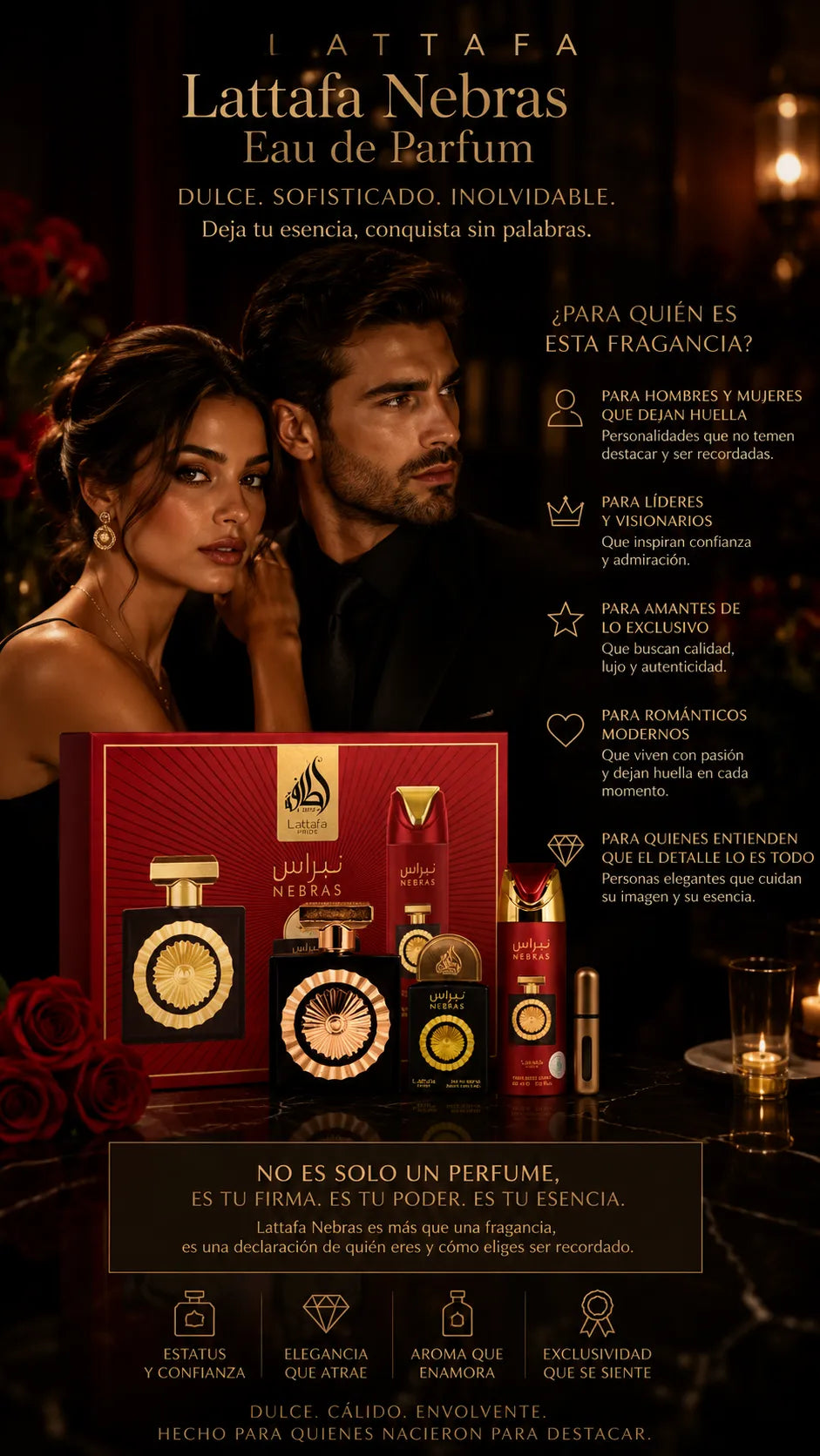 Set Lattafa Nebras Eau de Parfum 100ml + 20ml + Desodorante 200ml Original