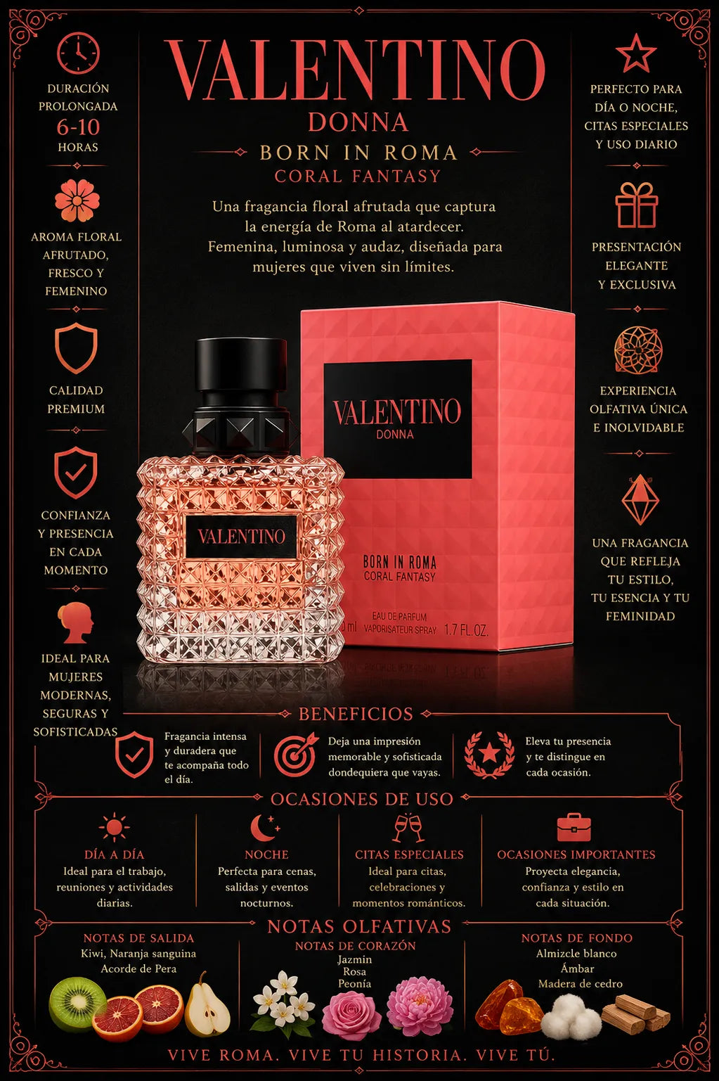 Perfume Valentino Donna Born In Roma Coral Fantasy original 100ml mujer envío rápido Colombia
