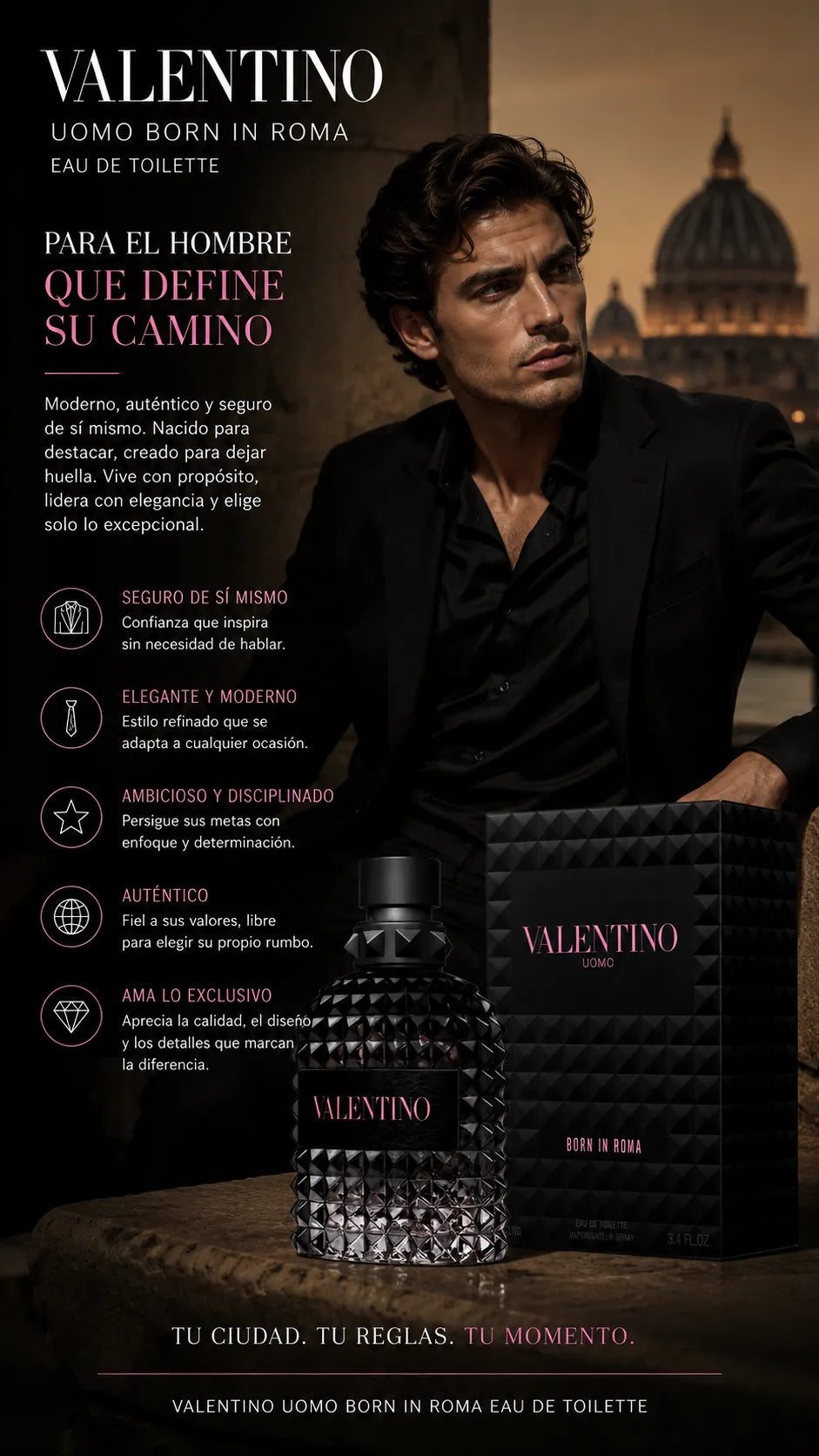 Perfume Valentino Uomo Born In Roma Eau de Toilette 100ml Original