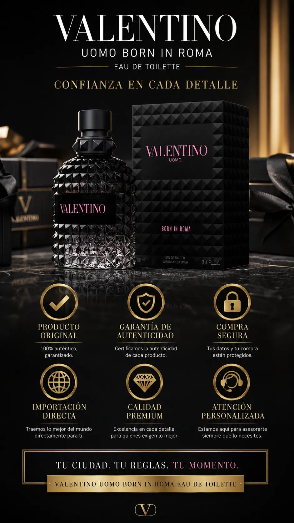 Perfume Valentino Uomo Born In Roma Eau de Toilette 100ml Original