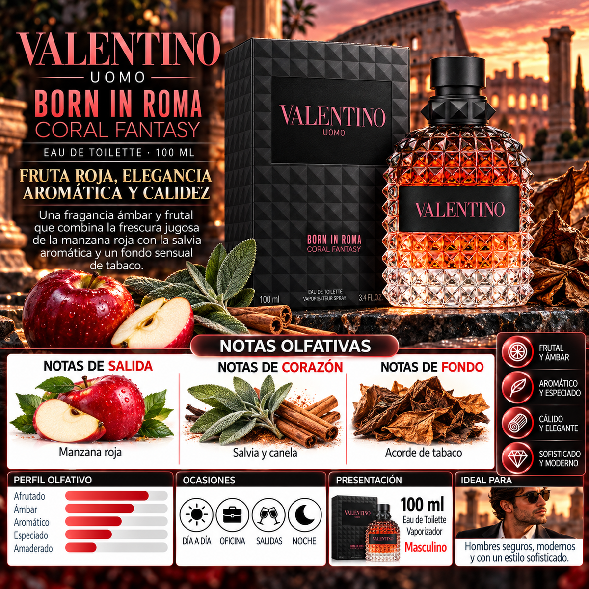 Perfume Valentino Uomo Born in Roma Coral Fantasy 100ml Hombre