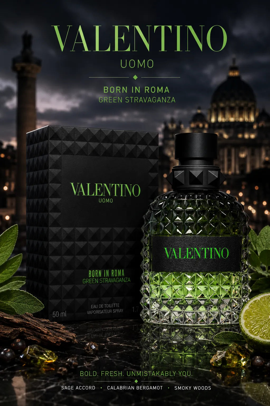Perfume Valentino Uomo Born In Roma Green Stravaganza original 100ml hombre envío rápido Colombia