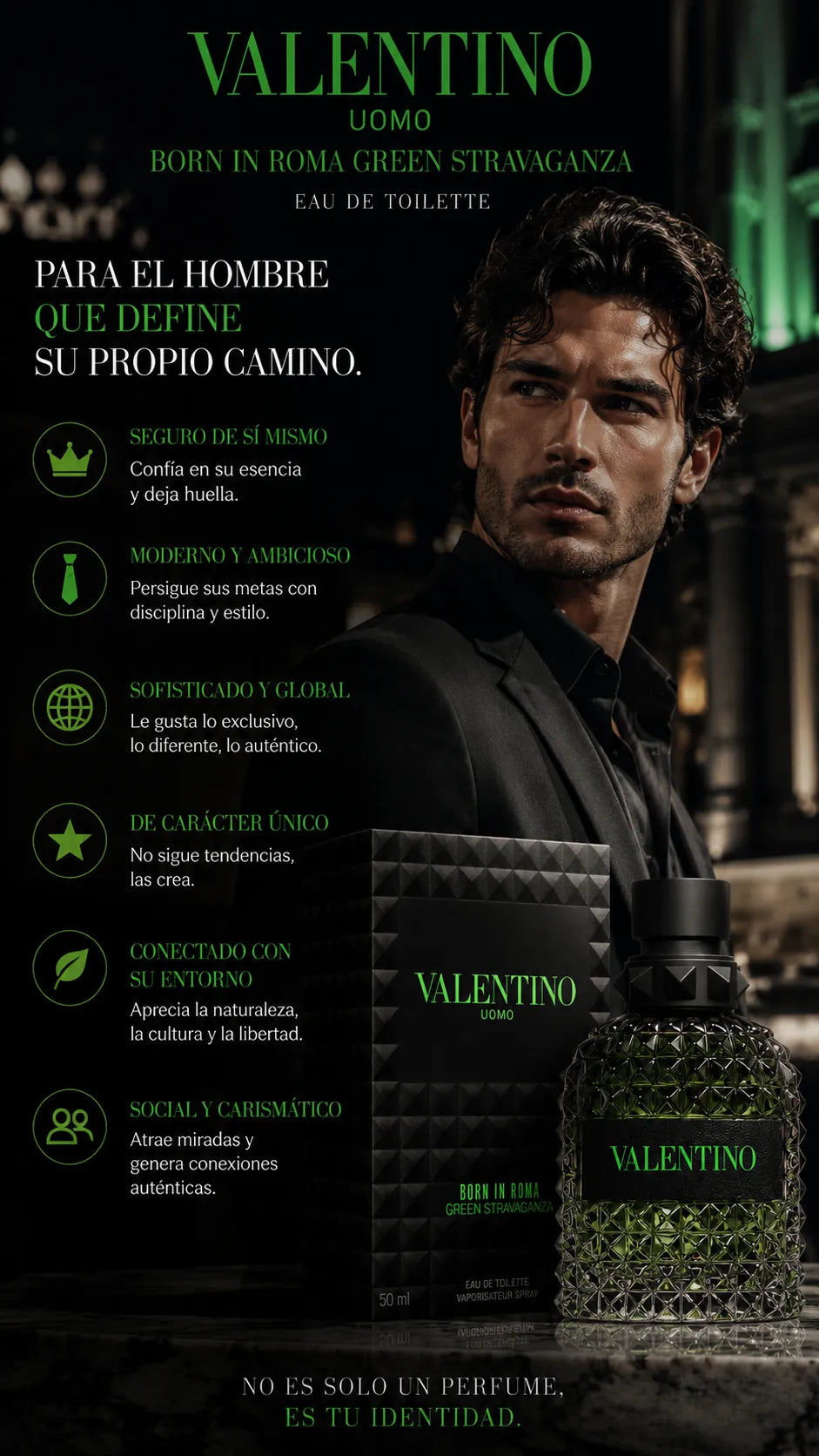 Perfume Valentino Uomo Born In Roma Green Stravaganza Eau de Toilette 100ml Original
