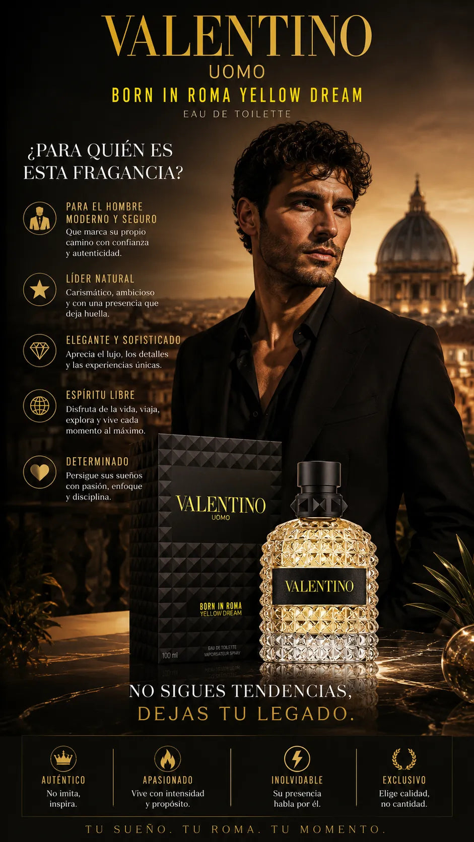 Perfume Valentino Uomo Born In Roma Yellow Dream Eau de Toilette 100ml Original