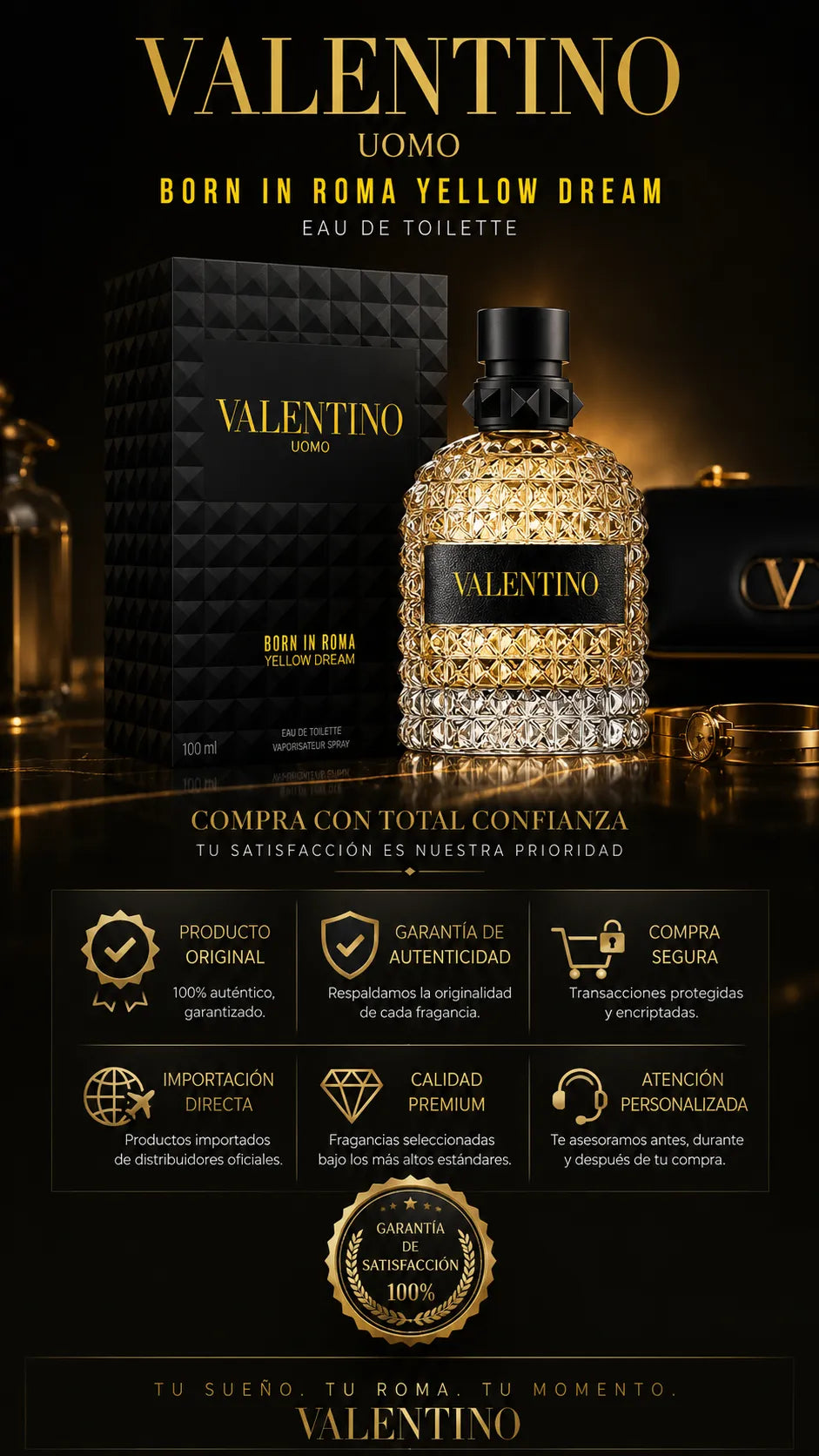 Perfume Valentino Uomo Born In Roma Yellow Dream Eau de Toilette 100ml Original