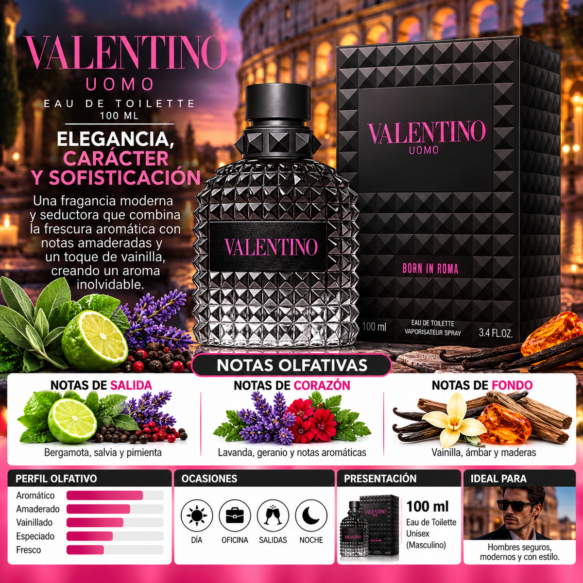 Valentino Uomo Born In Roma Eau de Toilette 100ml Original — imagen 2