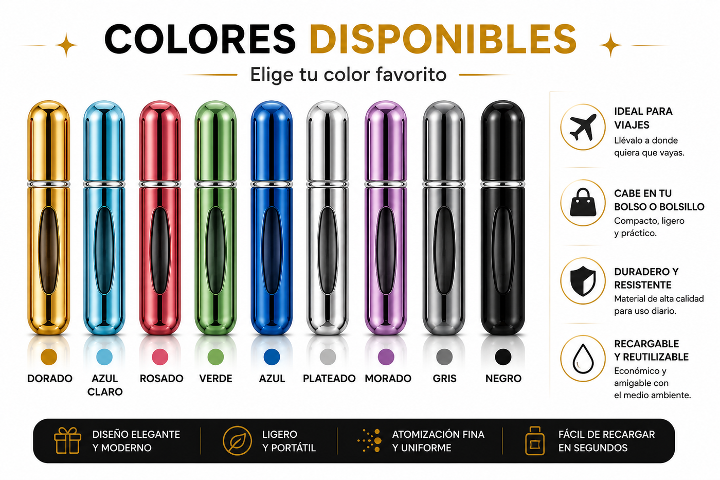 Perfumeros recargables premium originales envío rápido Colombia