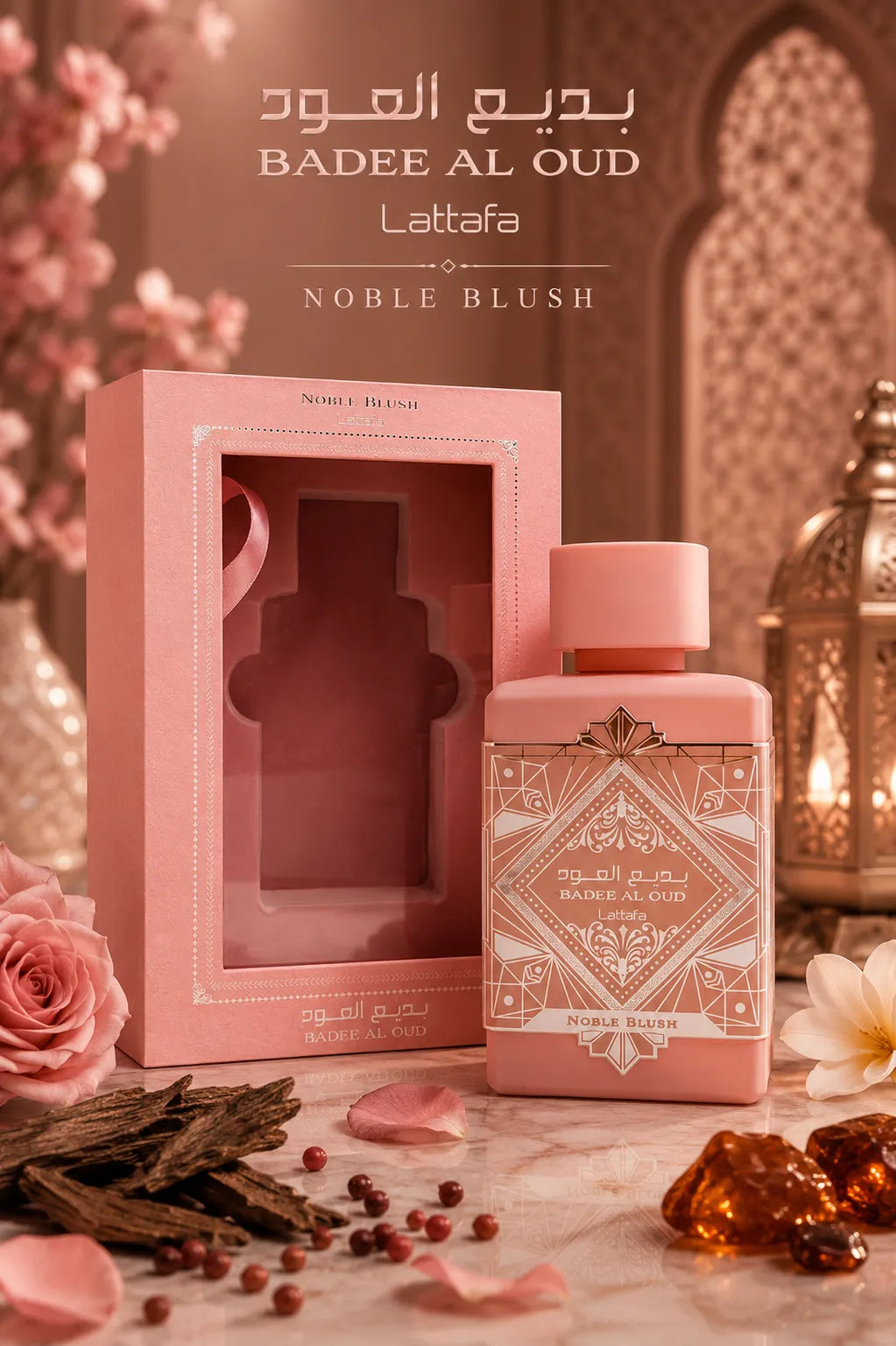 Perfume Lattafa Bade’e Al Oud Noble Blush original 100ml mujer envío rápido Colombia