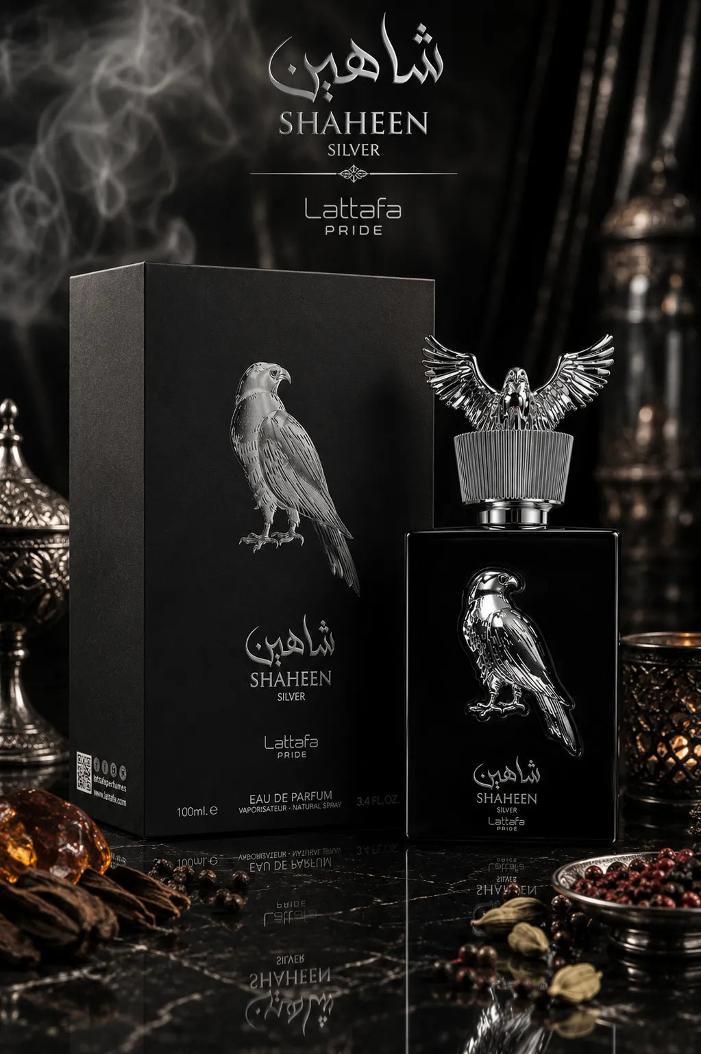Perfume Lattafa Pride Shaheen Silver original 100ml hombre envío rápido Colombia