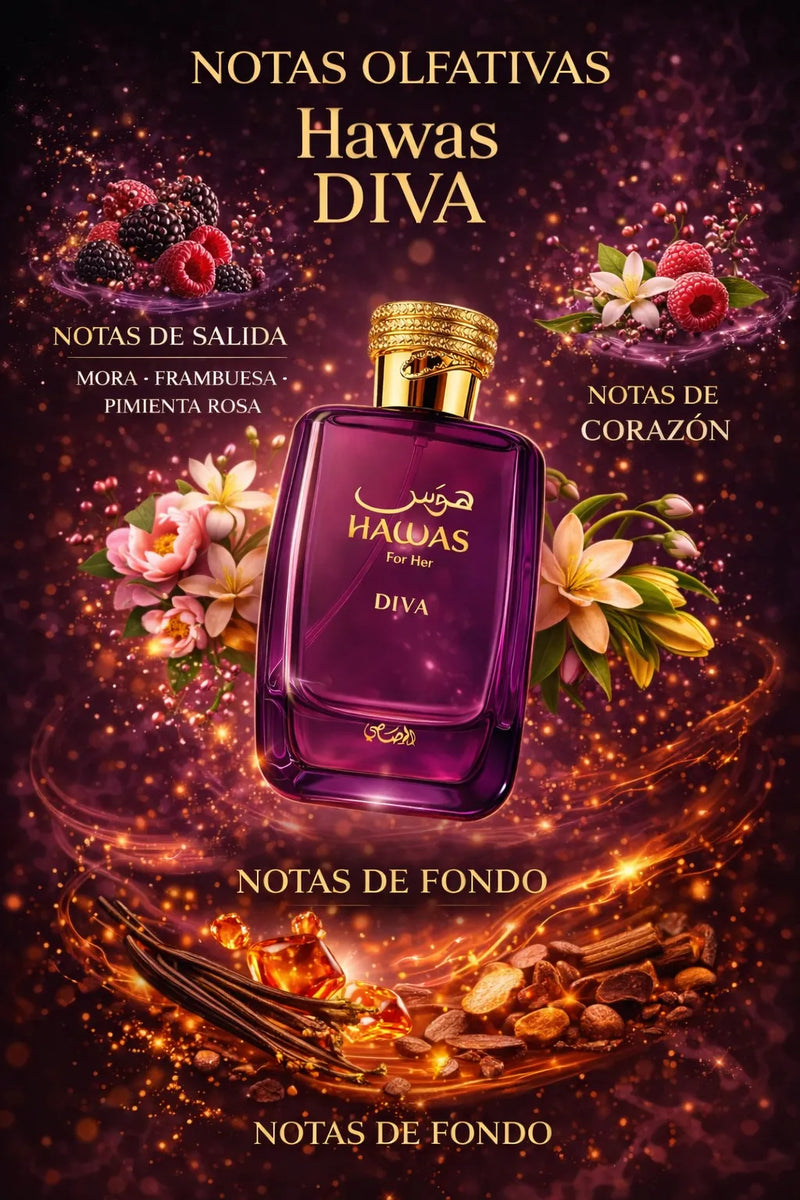 Perfume Rasasi Hawas Diva original 100ml mujer envío rápido Colombia